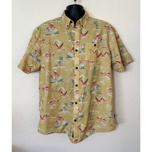 Howler Brothers Mansfield Shirt Mens XL Short Sleeve Button Down Flamingo Print